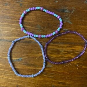 Purple and Blue Beaded Bracelet Set